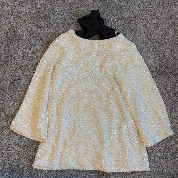 H&M White Sequined Tie Back Dress - Picture 4 of 6